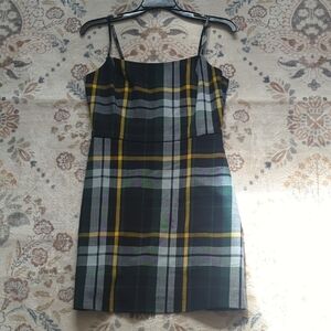 Wilfred Plaid Mini Dress in Black, Green, and Yellow